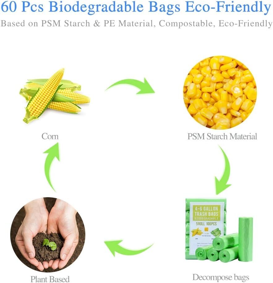 Small Trash Bags Biodegradable Compost Trash Bags Recycling Eco-Friendly Garbage