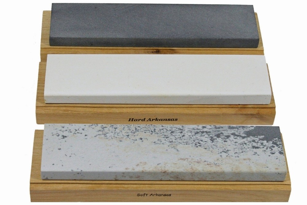 Arkansas Sharpening Stone Set - Wood Mounted 8" 8 inch