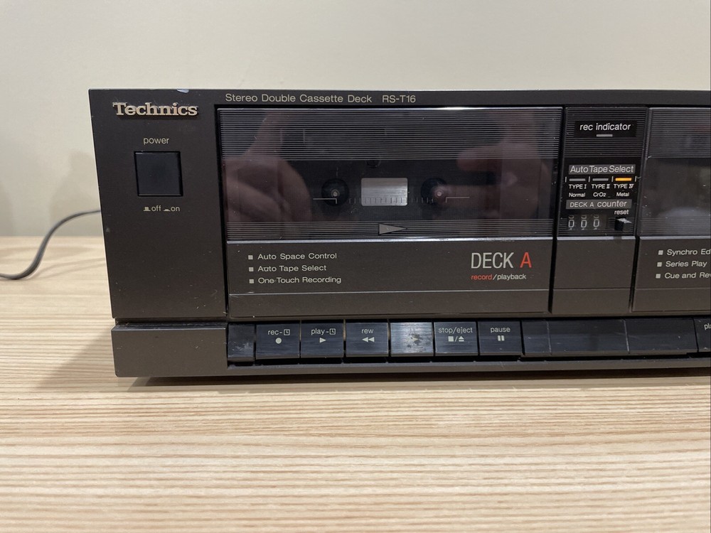 Technics RS-T16 Stereo Double Cassette Deck w/ Power Cable Tested Working