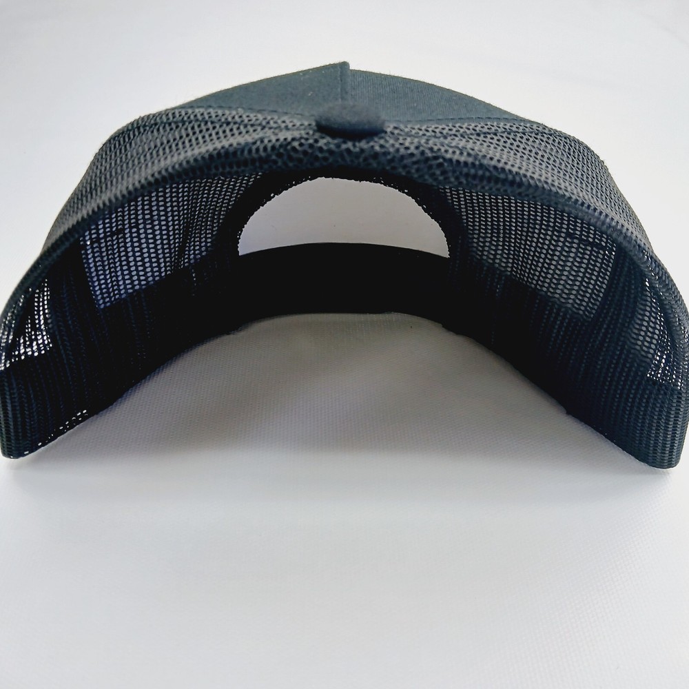 Solid Black Flatbill Mesh Snapback Retired Marine Corp Patch Hat