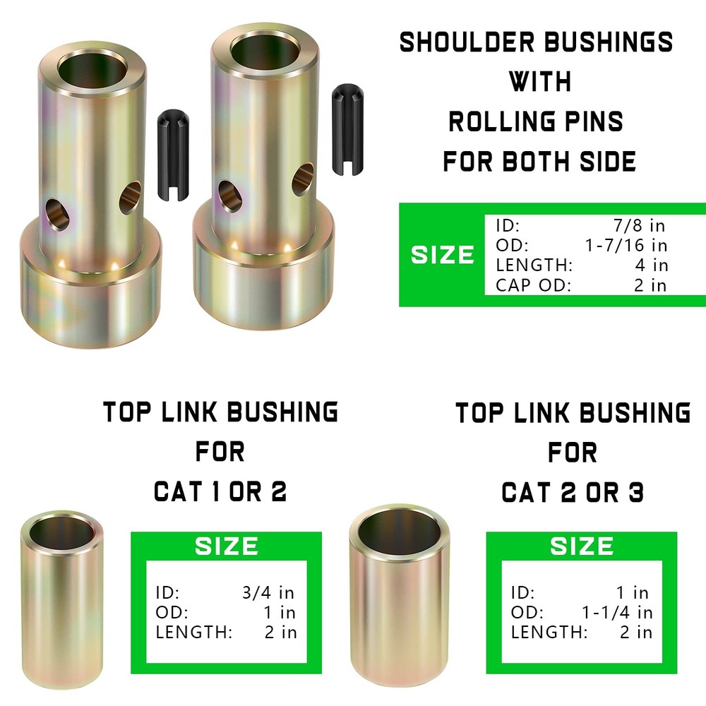 2Set TK95029 Cat 1 Quick Hitch Adapter Bushing Kit For Category 1 3-Point Hitch