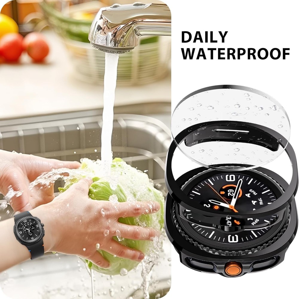 8+8 Pack Waterproof Screen Protector Case for 46mm Samsung Galaxy Watch 8 Classi