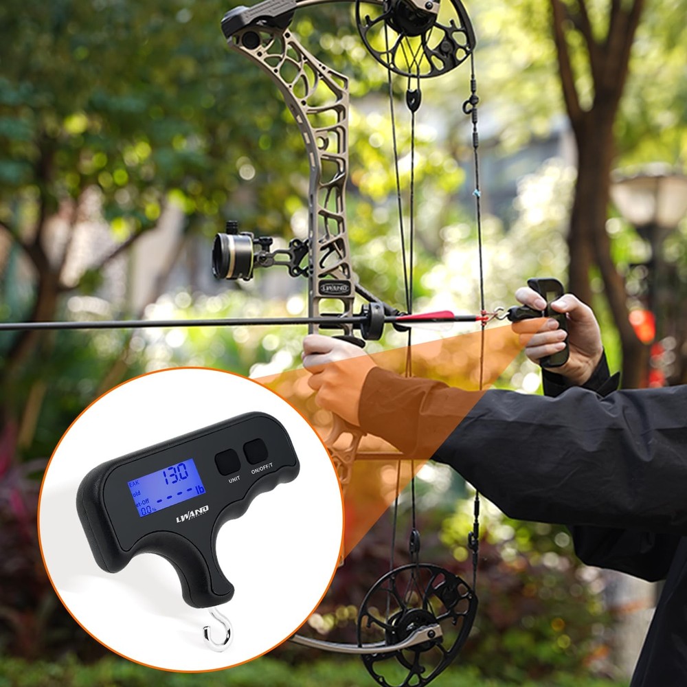 Archery Compound Bow Scale Portable Digital Draw Weight Scale, Small, Black
