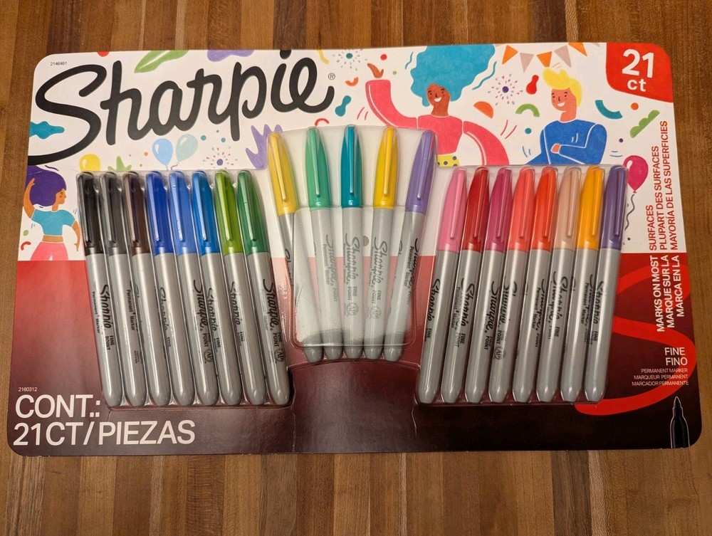 Sharpie 21 Colors FINE TIP Permanent Marker Set NEW 21 Markers