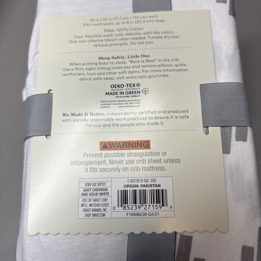Cloud Island 2 Pack Jersey Crib Fitted Sheets Gray and White New with Tags