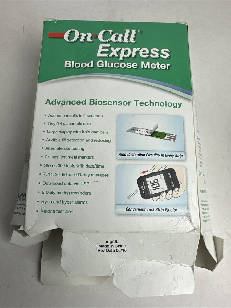 On-Call Express Blood Glucose Meter (No Coding Required - Advanced Biosensor)