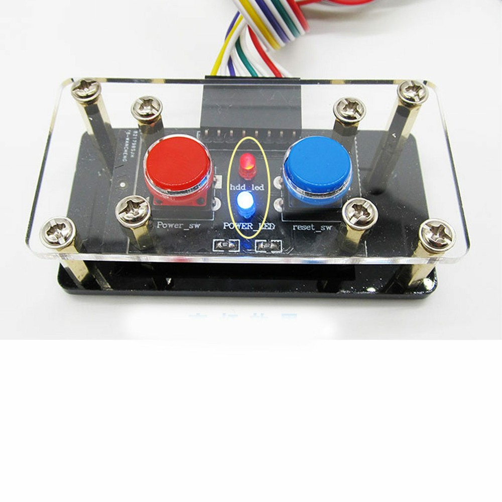 PC Case Power Desktop Computer Supply OFF/ON Reset Button Switch with LED Lights