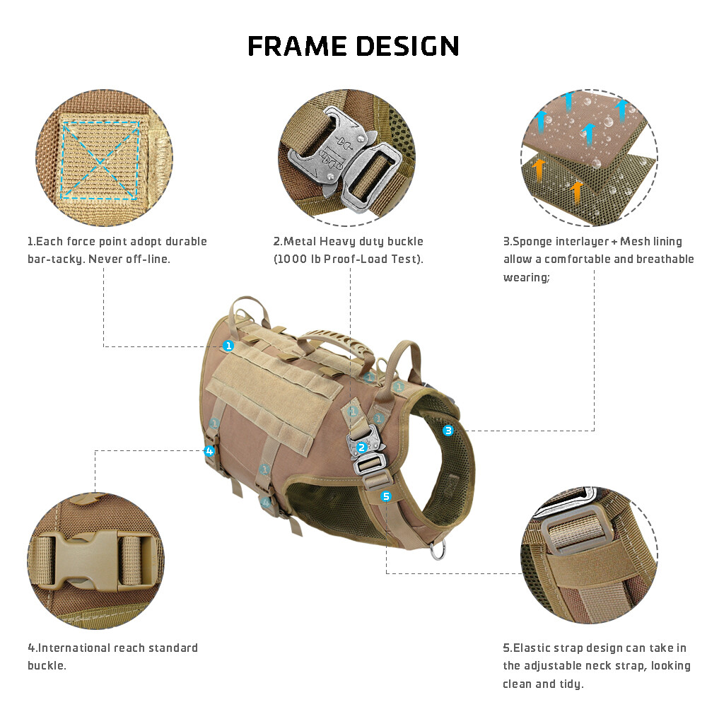 Military Tactical Pet Dog Harness with Handle Pet No Pull Training Service Vest