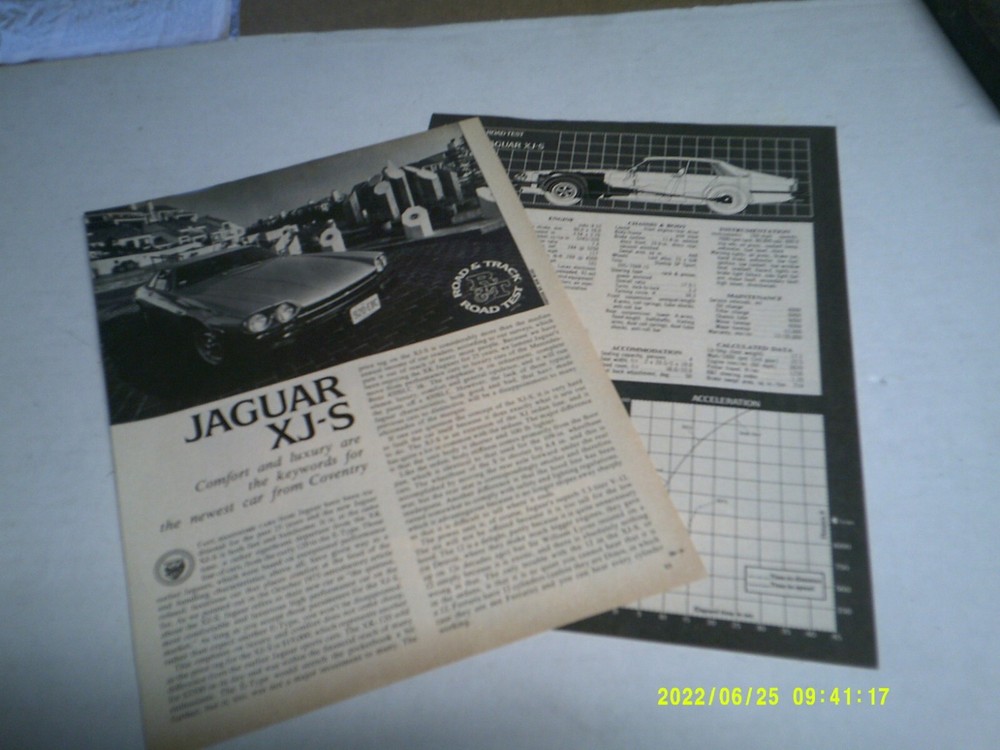 JAGUAR XJ-S ORIGINAL FIRST LOOK ROAD TEST ARTICLE SPECS  & INFO