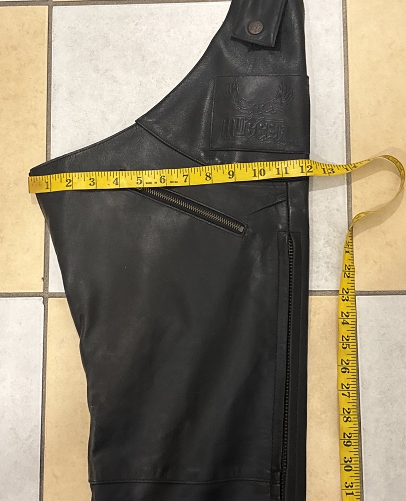 HUGGER Vintage Black Leather Chaps Size Large