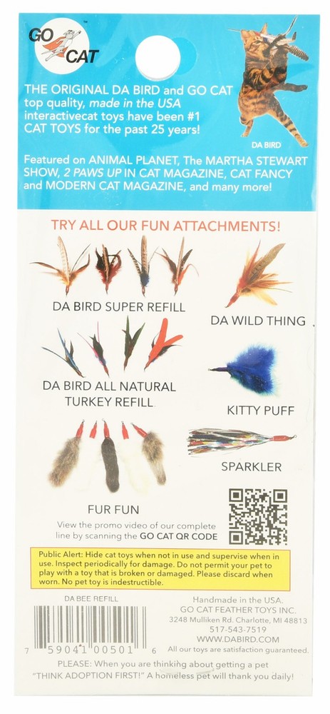 Da Bee Refill - Bee Toy with Feathers for Cat Teaser Wand