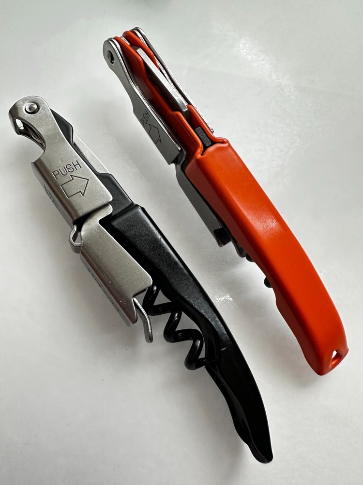 (2) CORKAS Orange/Black 2-Step Waiters Corkscrews Wine Key Openers