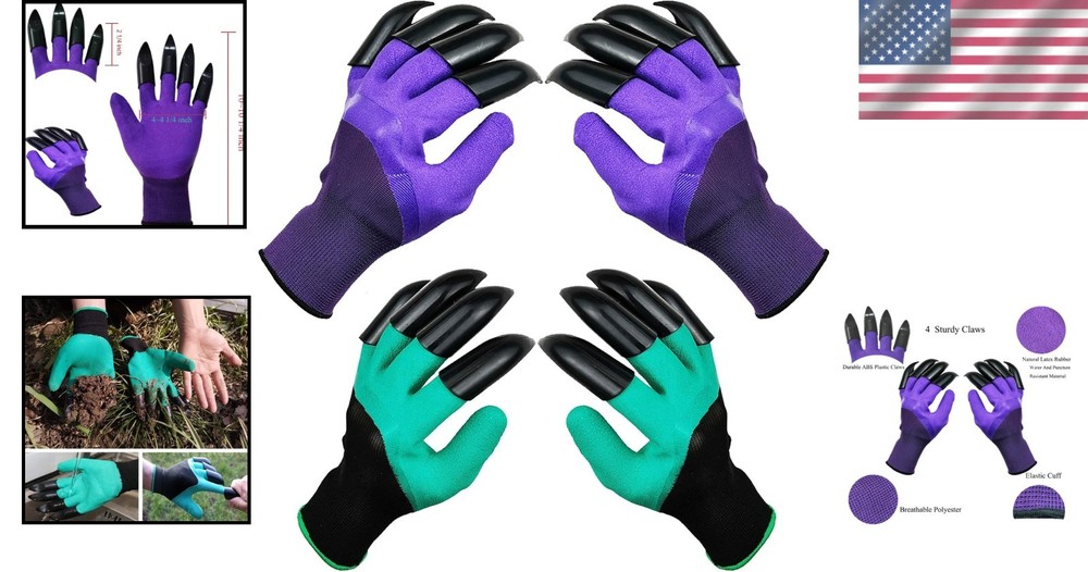 Comfortable Universal Size Claw Gloves for Gardening – Clean & Efficient Digging