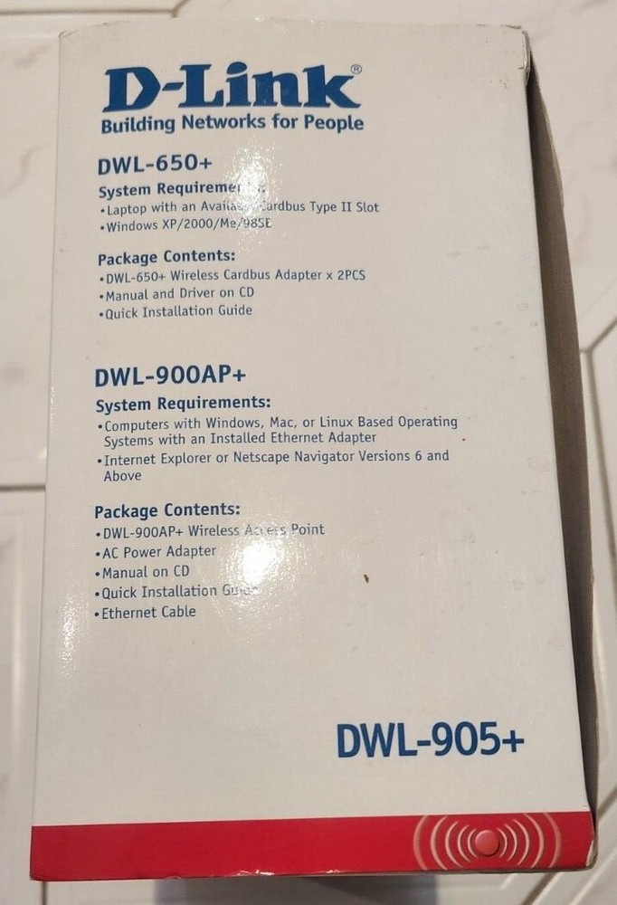 D-Link Enhanced 2.4GHz Wireless Kit AirPlus Wireless Network DWL-905+