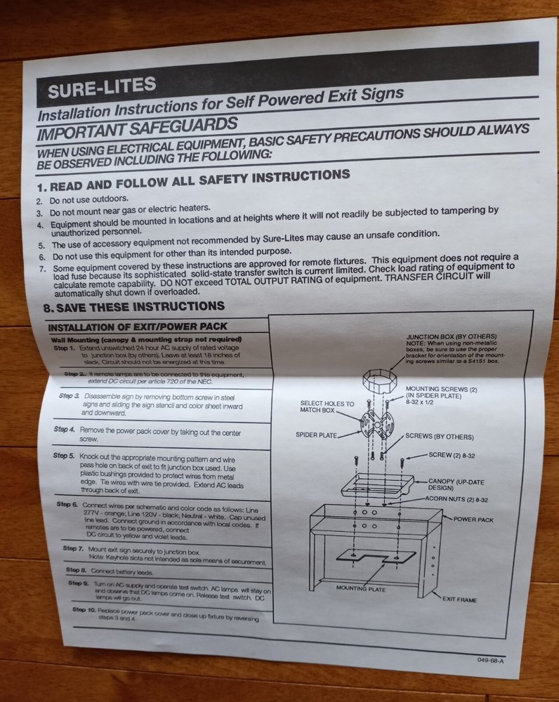2 Cooper Sure-Lites for SELF POWERED EXIT SIGNS