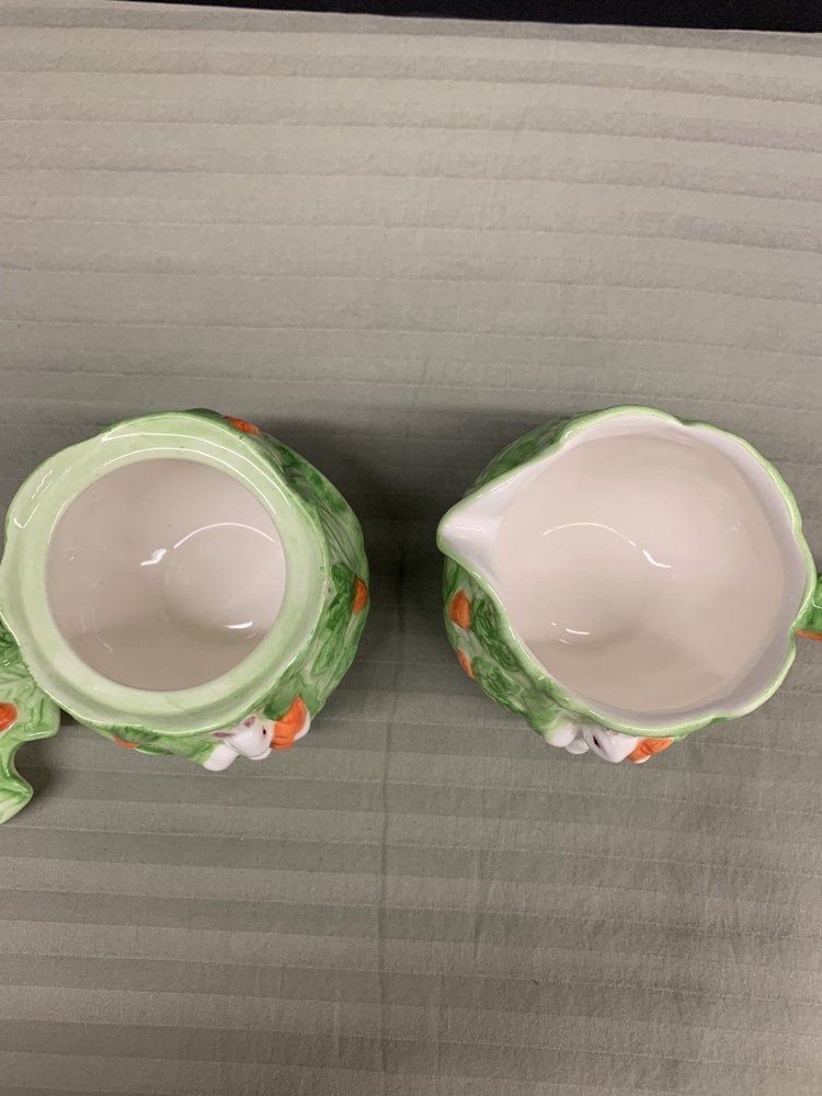 Hometrends Springtime Sugar & Creamer Cabbage/Rabbits READ