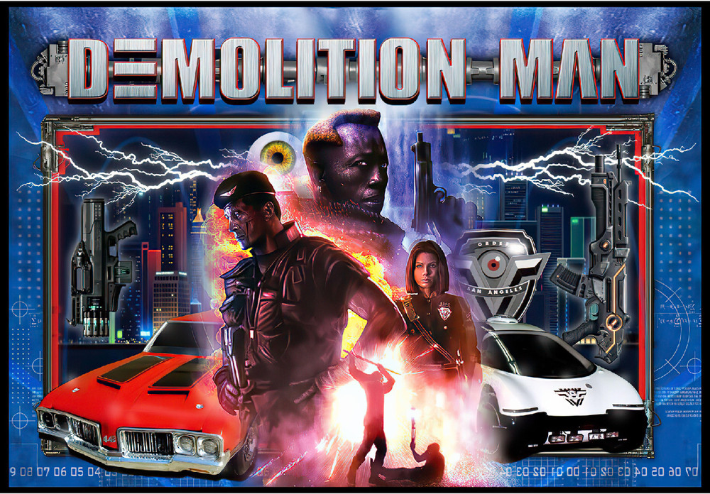 Williams Demolition Man DEMO MAN  Pinball Machine Custom Translite Version 5