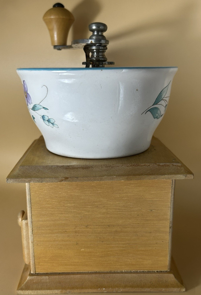 Vintage Pfaltzgraff Manual Coffee Bean Grinder April Pattern
