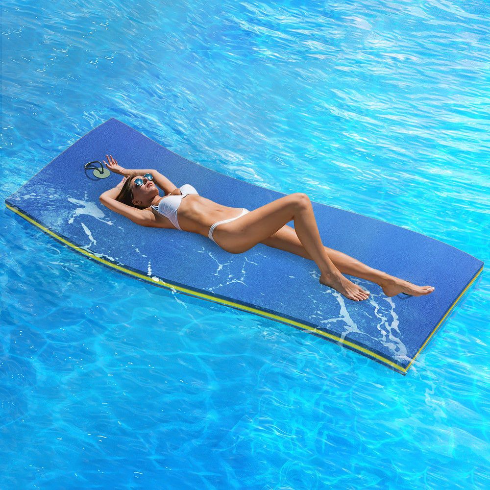 7x3 ft Floating Water Pad Tear-Resistant Lounge Bed 3-Layer XPE Foam Float Mat