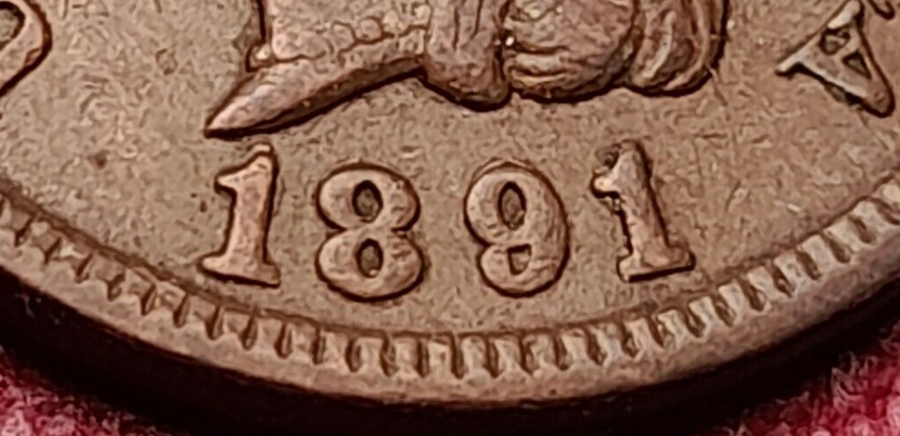 1891 Indian Cent RPD Snow-3 AU