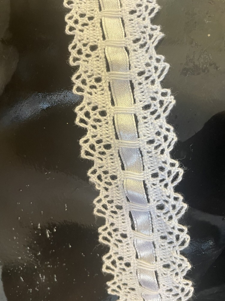 4 yards white cotton crochet satin insert 1.5”