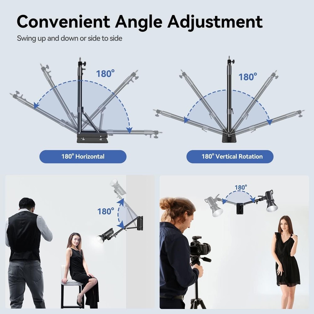 4.3ft Adjustable Wall Mount Boom Arm for Studio Lighting - Versatile & Durable=