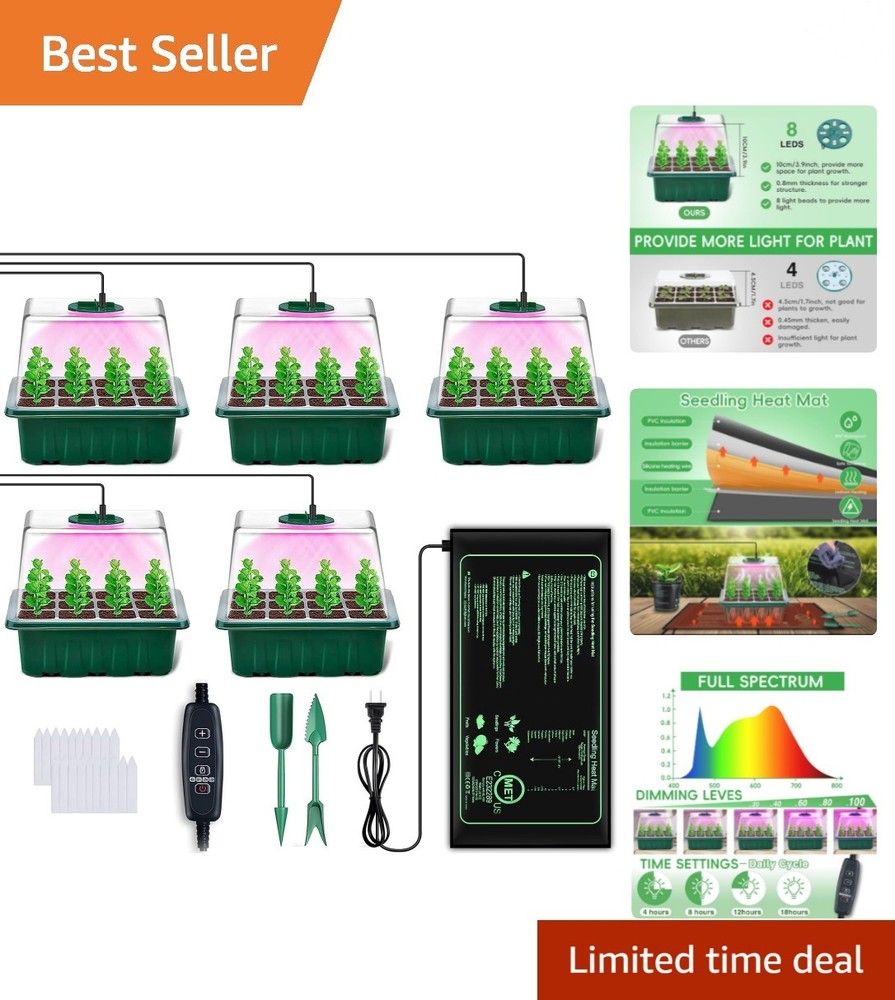 Complete 5-Piece Seed Starter System with Timing Controller and Humidity Domes