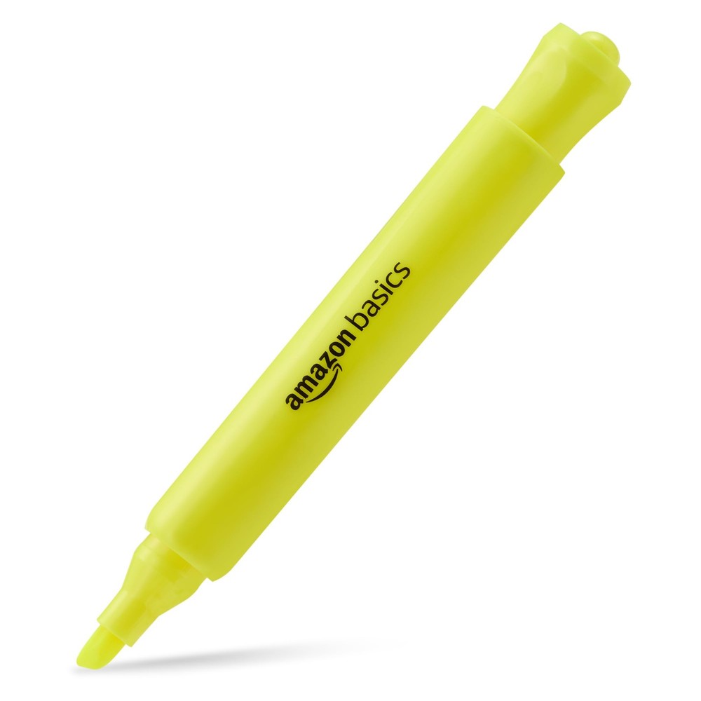 Amazon Basics Tank Style Highlighters, Chisel 1 Count (Pack of 12), Assorted