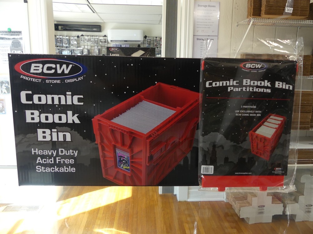 BCW Red Short Comic Book Bin & Extra Partitions Bundle - 4 Partitions Total