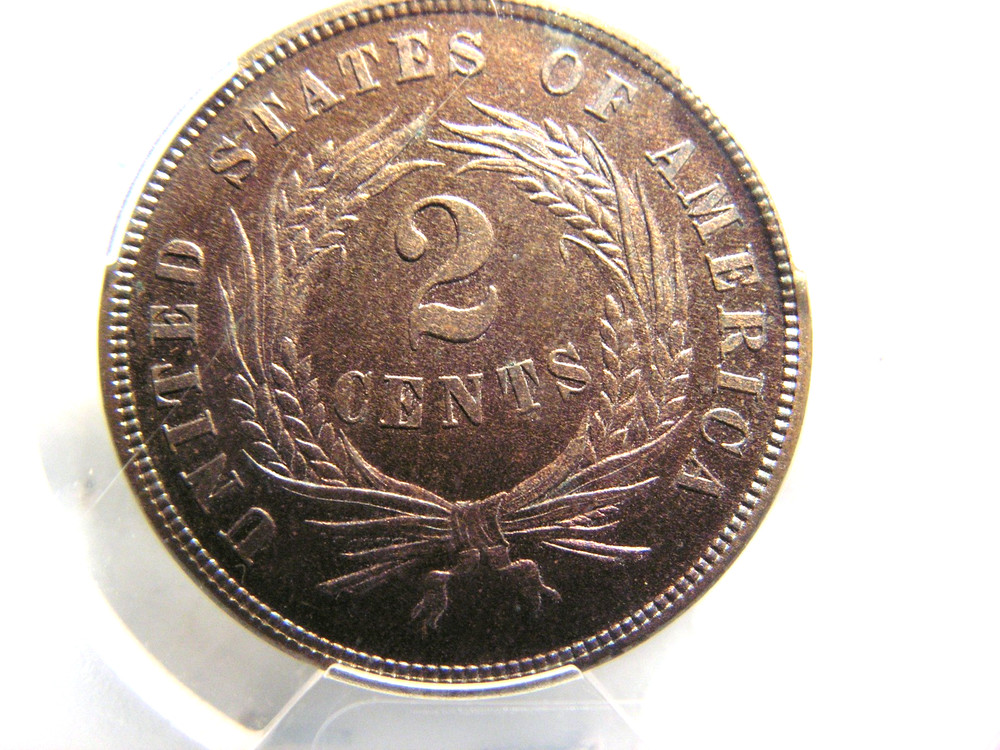 1876 Two Cent Piece, PCGS PR64 BR.