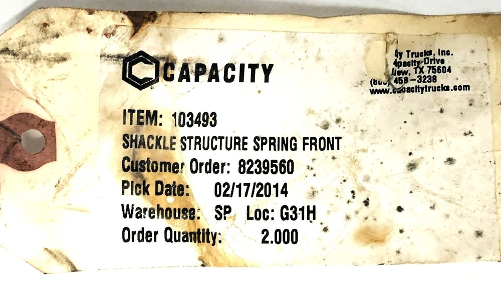 Capacity Trucks Inc Front Structure Spring Shackle 103493 USED