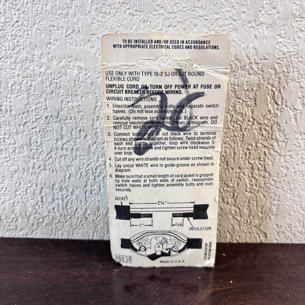 Vintage Sears Heavy Duty Feed-Thru Cord Switch