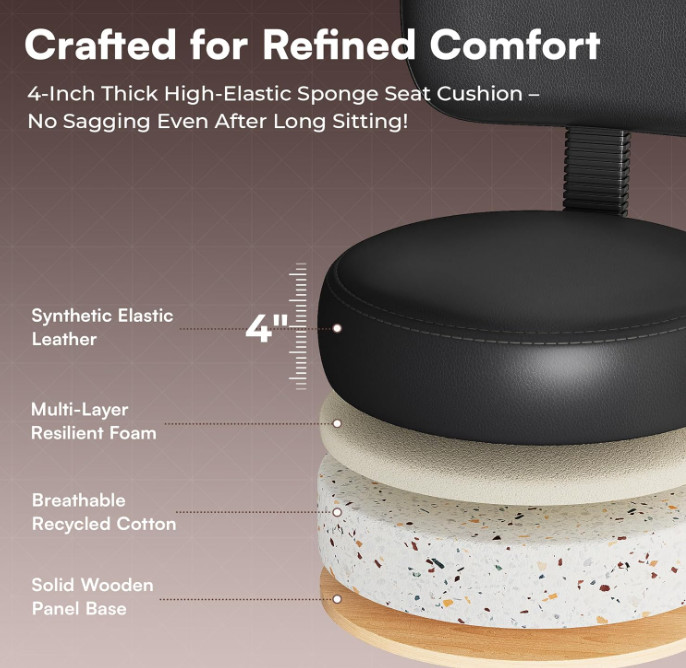 SUPERJARE Drafting Chair Adjustable Footrest Rolling Stool