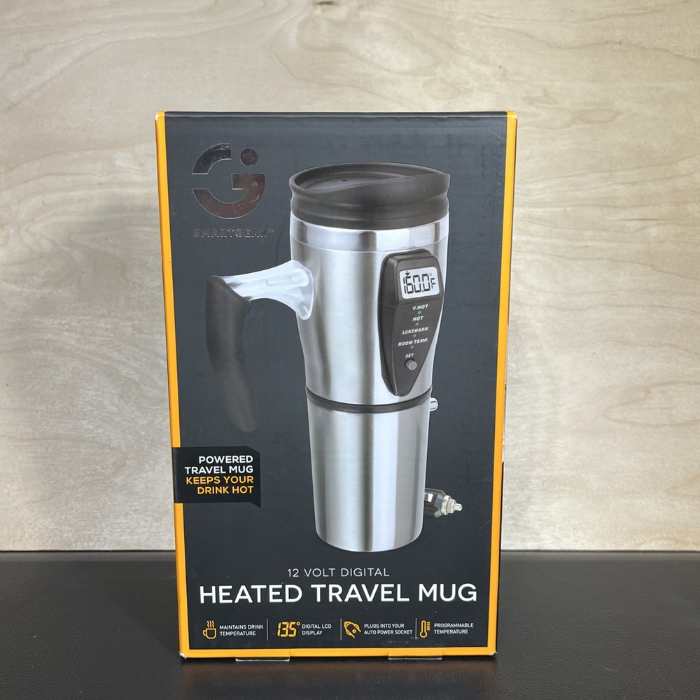 SMARTGEAR Auto 12V Programable Digital Heated Travel Mug Hot Stainless Coffee