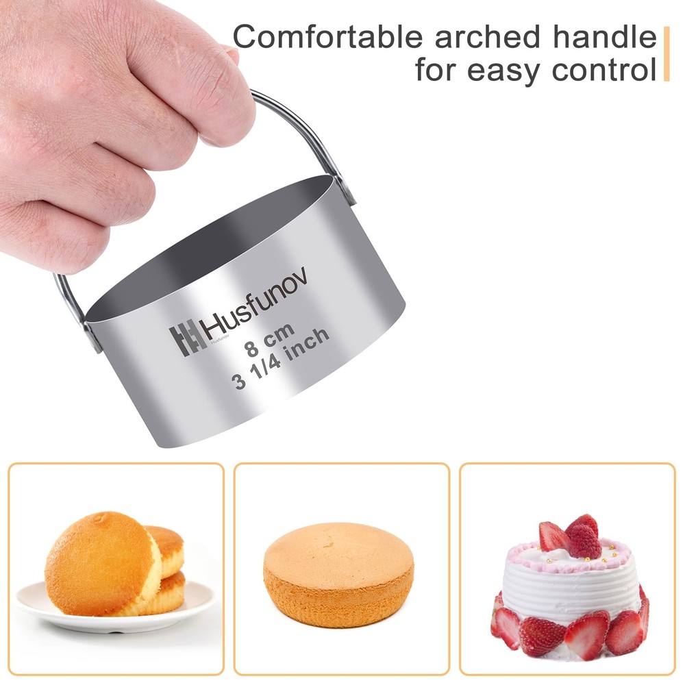 BiscuitSet Round Cookies with Handle 5pcs handle, Silver