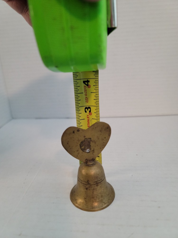 Heart Solid Brass Bell & Handle 3 Inch Tall