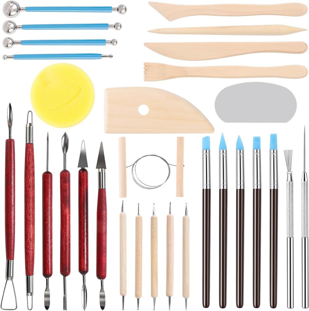 30PCS Clay Sculpting Tools with Wire Pottery Modeling Ceramics Polymer Tools ...