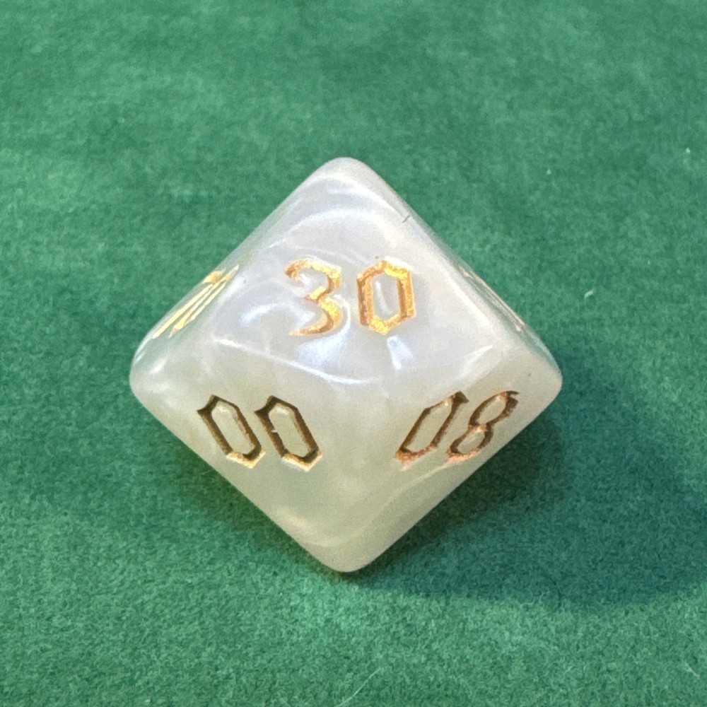 White Marbled 7-piece Acrylic Dice Set - RPG DND 30