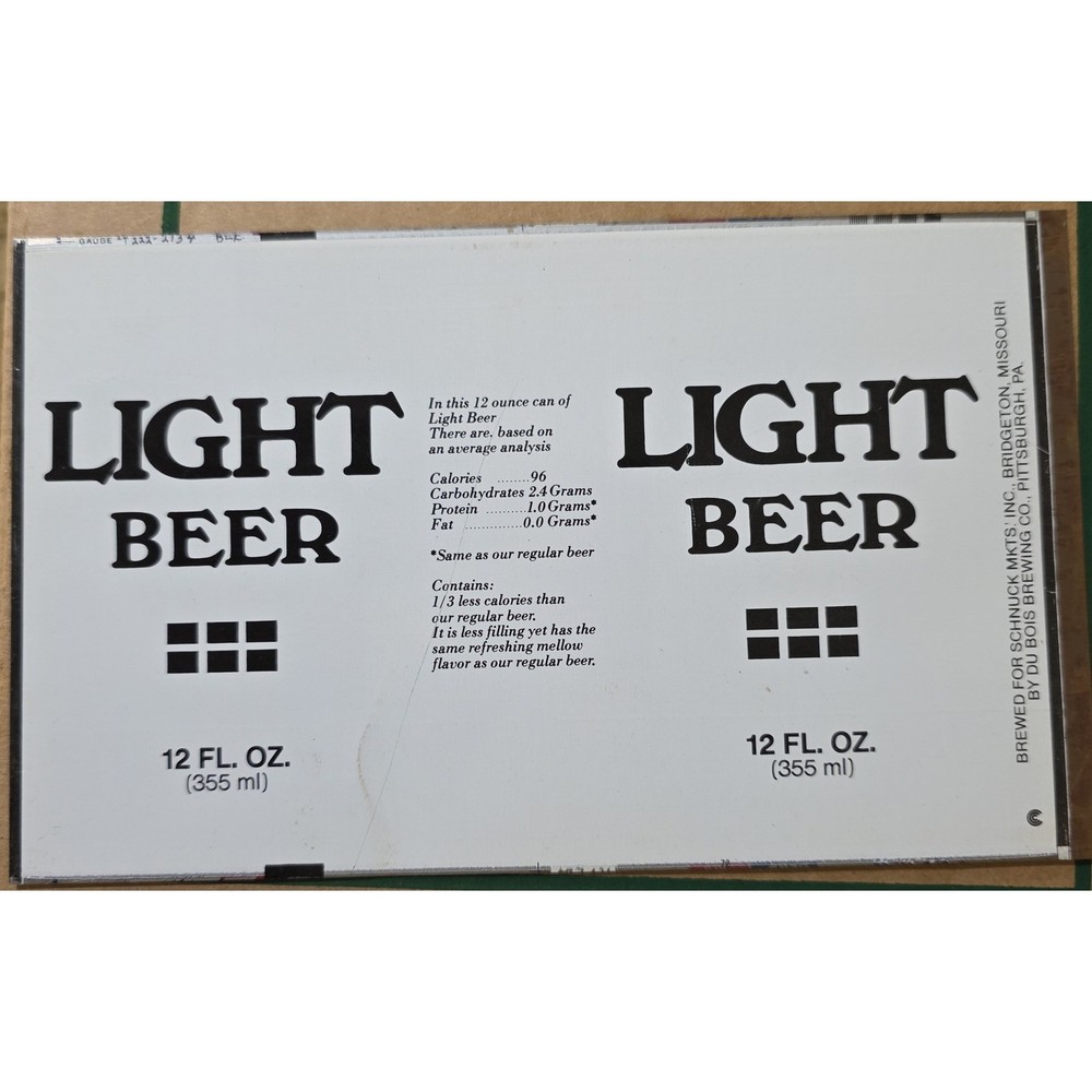 Light Beer Can Label flat unrolled  beer Can Artwork Advertising