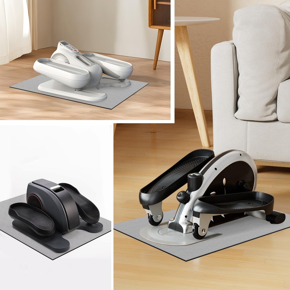 Non-Slip Elliptical Exercise Mat for Under Desk Elliptical Machines Black
