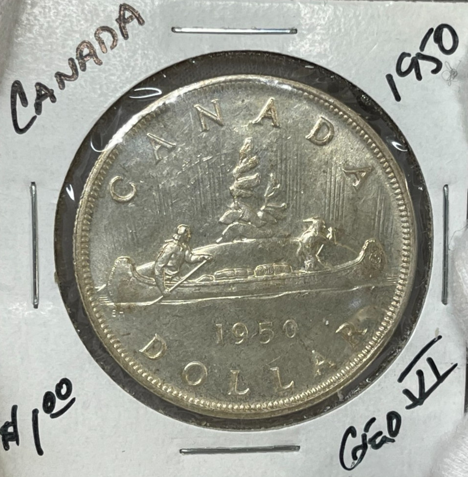 1950 Canada One Dollar Silver Coin Excellent Condition