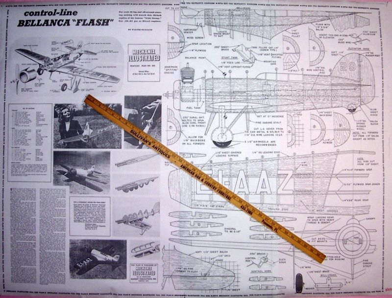 BELLANCA FLASH PLAN + CONSTRUCTION ARTICLE to Build 56" UC Scale Stunt Model