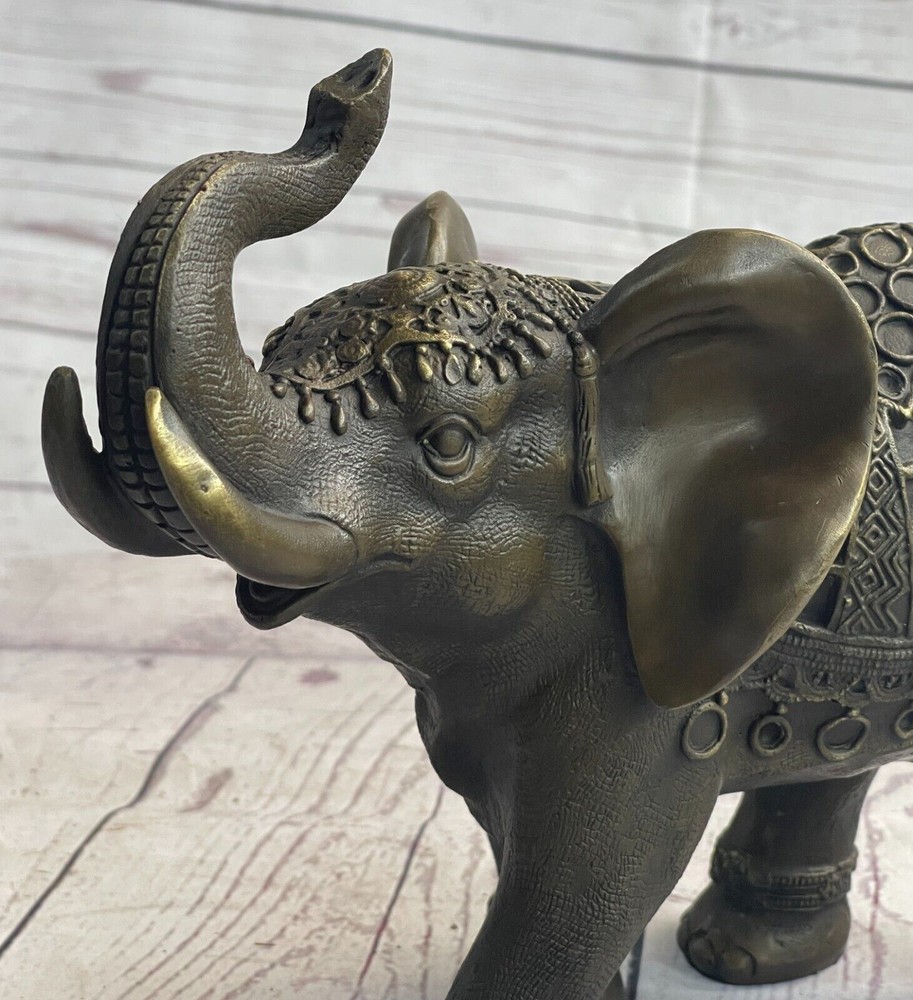ELEPHANT BRONZE STATUE LOST WAX METHOD, SIGNED: Milo HOME OFFICE DECOR ARTWORK