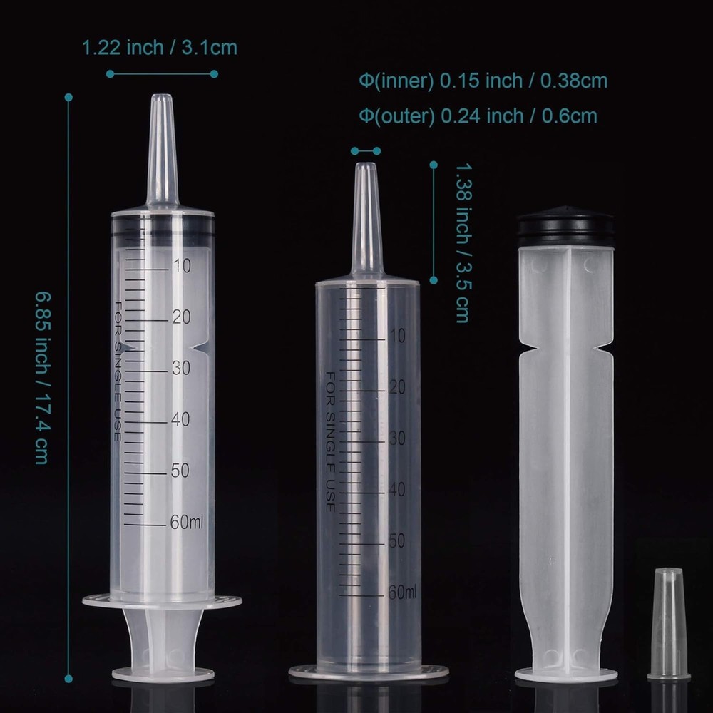 12Pack 60Ml Syringe for Liquid - Large Plastic Syringes without Needle for Jello
