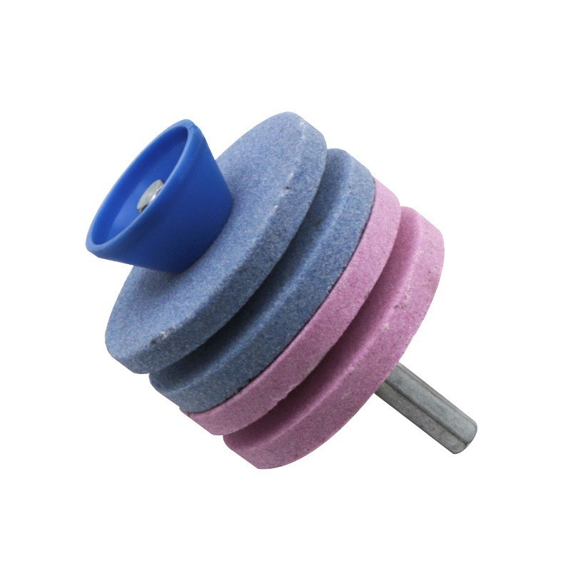 1Pcs Lawn Mower Blade Sharpener, Four Layer Corundum Blade Sharpener, Blue Pink