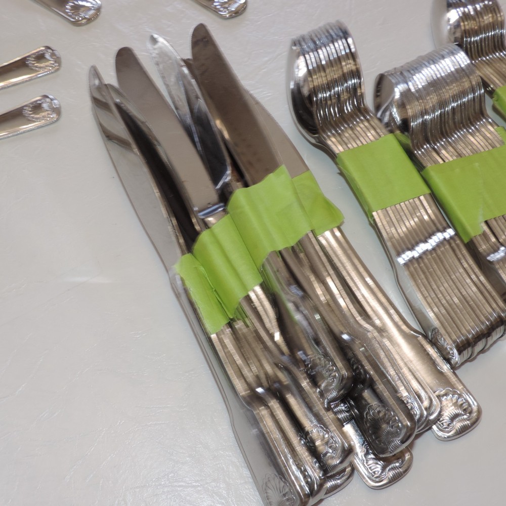Cambridge SHELL Stainless Flatware 12 7-pc Place Settings + Serving 100 Pieces