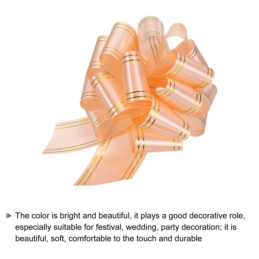 10pcs 4" Large Pull Bow Metallic Rose Gold Gift Wrapping Bows with Gold Edge