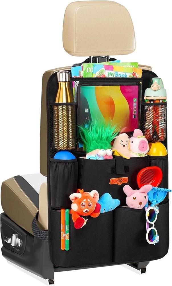 Adjustable Car Organizer with Tablet Holder and Multiple Bottle Compartments