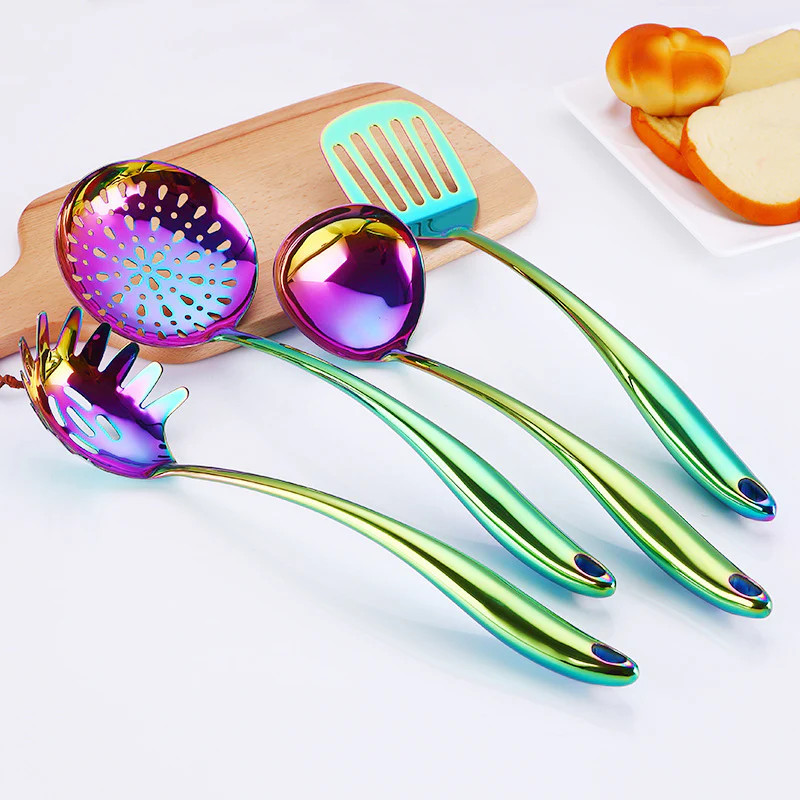 Rainbow Kitchen Tools Cooking Utensils Restaurant Cookware Kitchenware Set Soup