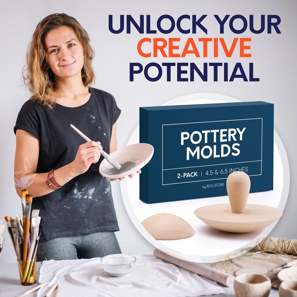 2-Pack Pottery Molds | Create Bowls & Plates | Includes 4.5" and 6.5" Ceramic...